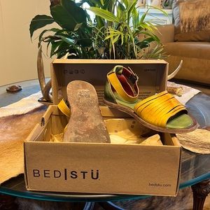 mustard and Kelly Green sandals